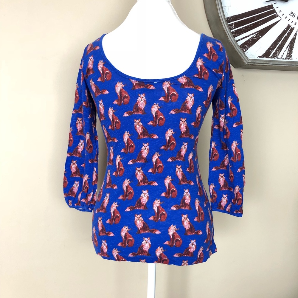 Anthropologie Postmark Blue Fox Top